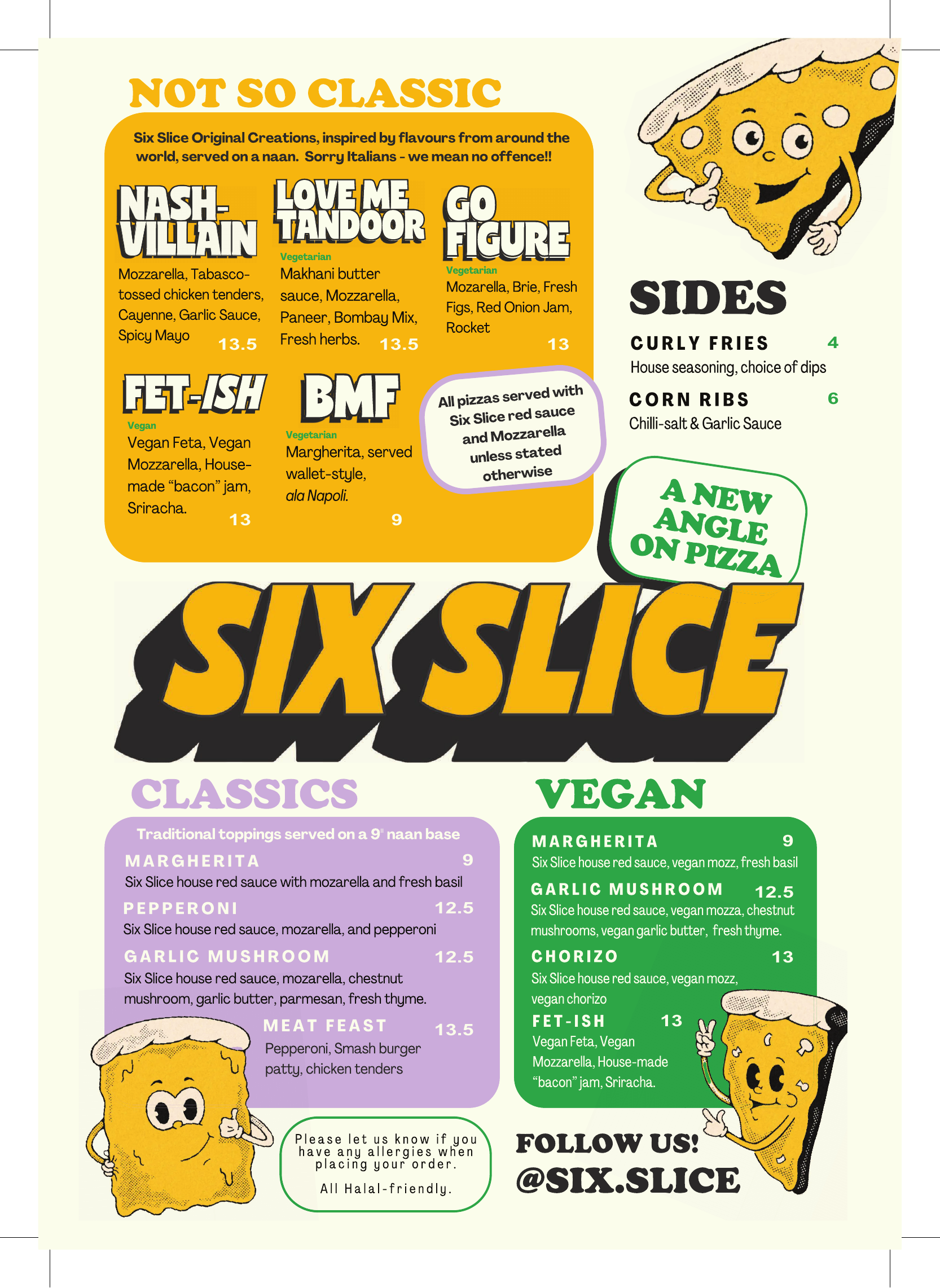 Six Slice full menu page 1